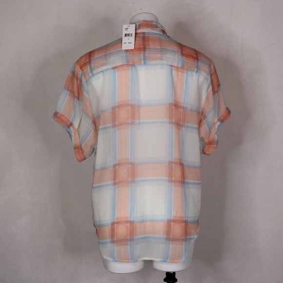 NWT Splendid Silky Plaid Button Down Top Blouse - Picture 3 of 8
